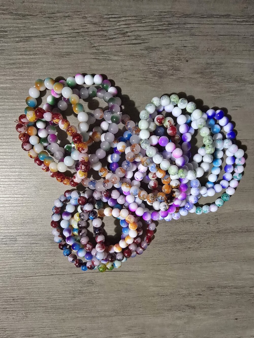 Glass Bead Bracelets And Bag Scarves Bundle